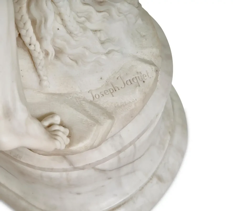 An Exceptional White Marble Figural Sculpture Clock, "A Nubian Slaying The Lion"C. 1860 - Image 9