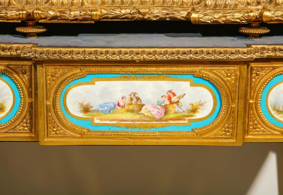 Rare Important French Ormolu Sevres Style Porcelain Jewelry Box on Bronze Table - Image 5