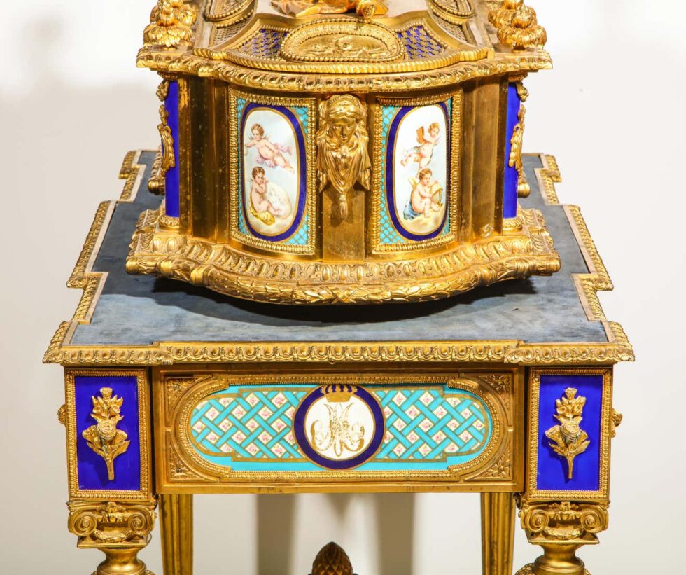 Rare Important French Ormolu Sevres Style Porcelain Jewelry Box on Bronze Table - Image 7