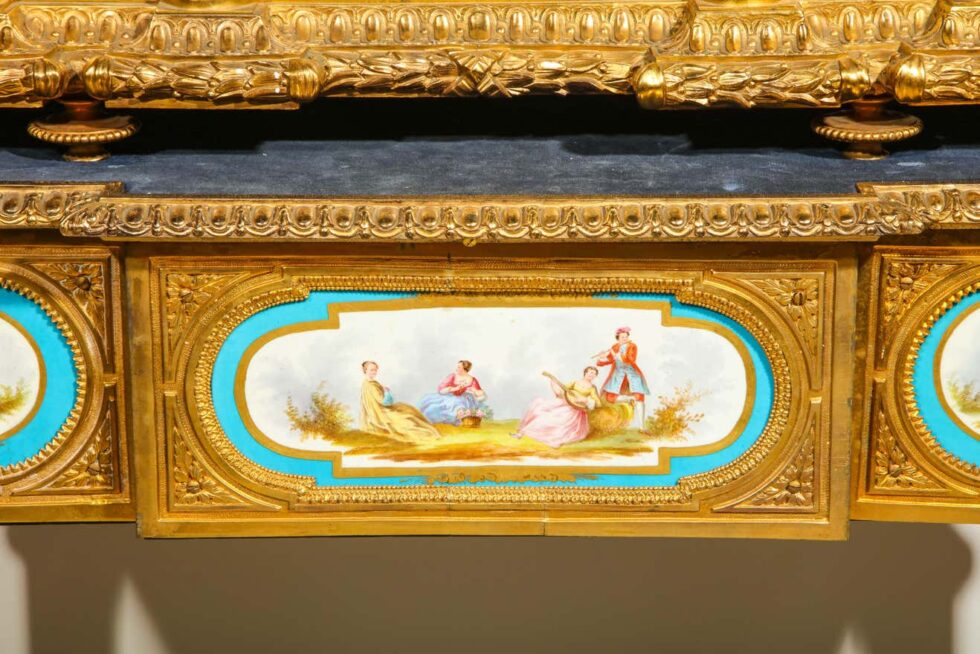 Rare Important French Ormolu Sevres Style Porcelain Jewelry Box on Bronze Table - Image 12