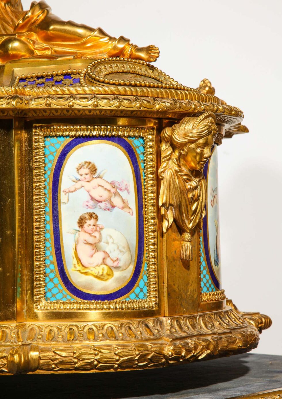 Rare Important French Ormolu Sevres Style Porcelain Jewelry Box on Bronze Table - Image 19