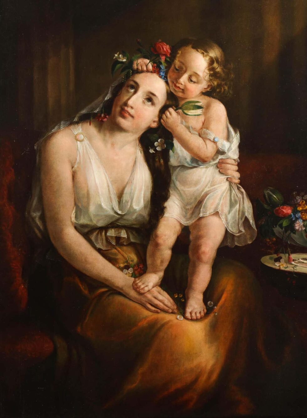 Lilly Martin Spencer (American, 1822-1902) A Portrait of a Mother and Child - Image 4