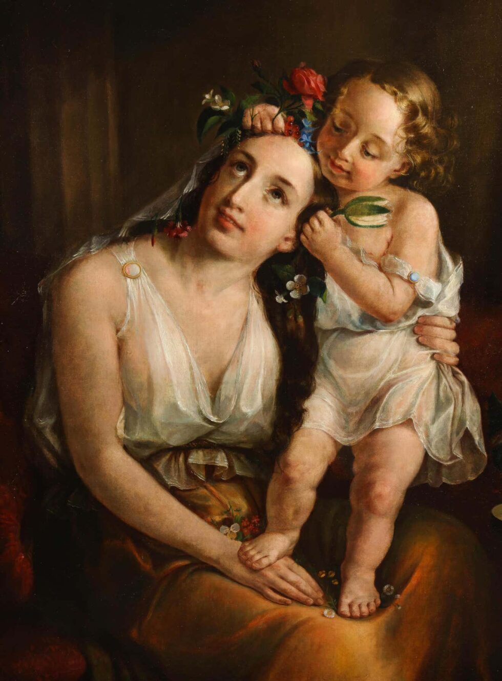 Lilly Martin Spencer (American, 1822-1902) A Portrait of a Mother and Child - Image 5