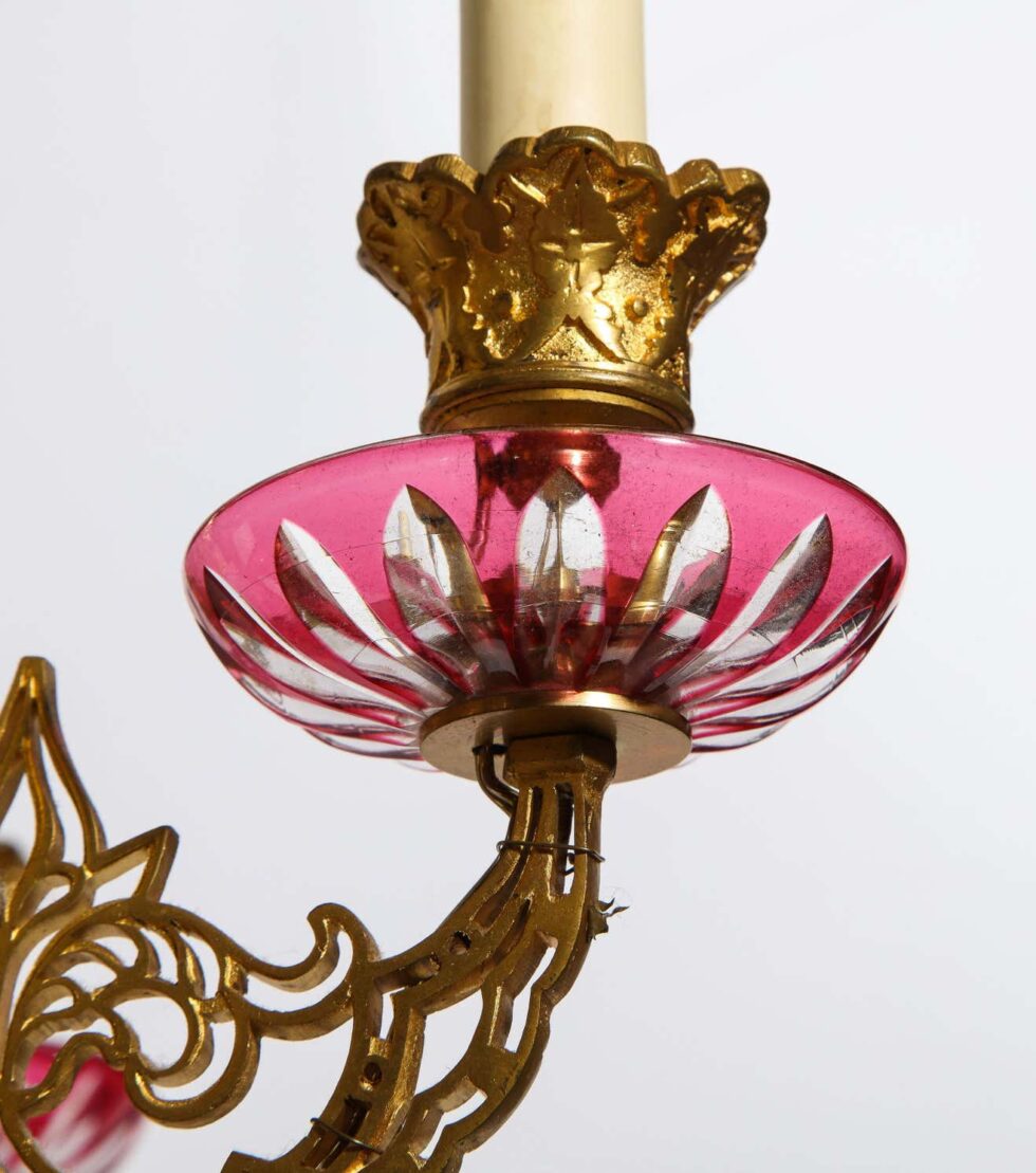 Exceptional and Rare Islamic Alhambra Bronze and Enameled Glass Chandelier - Image 11