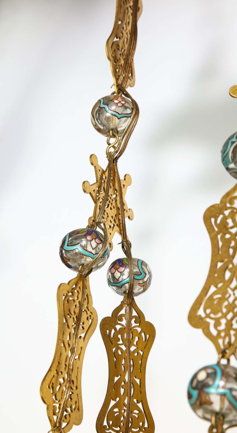 Exceptional and Rare Islamic Alhambra Bronze and Enameled Glass Chandelier - Image 13