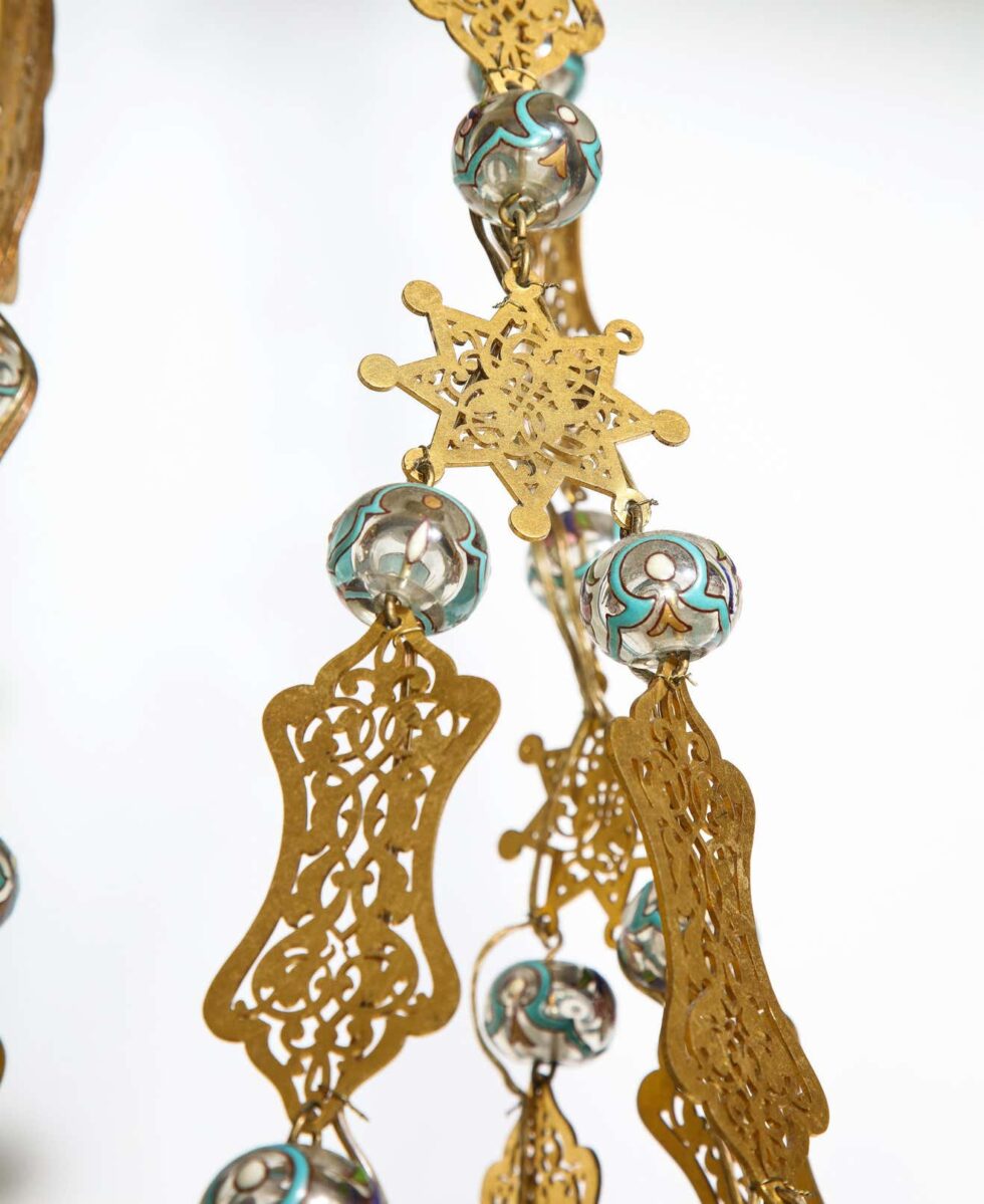 Exceptional and Rare Islamic Alhambra Bronze and Enameled Glass Chandelier - Image 20