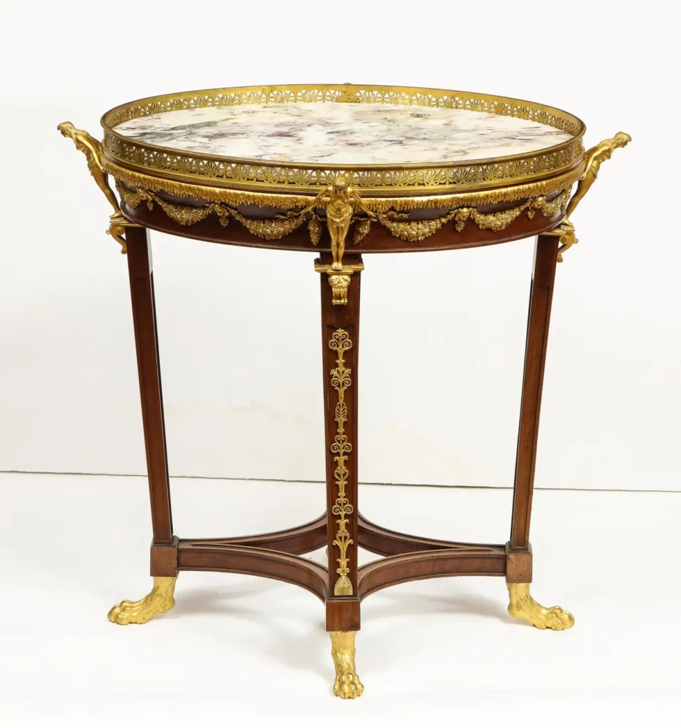 Extremely Fine Russian Empire Ormolu Mounted Mahogany Center Table - Image 2