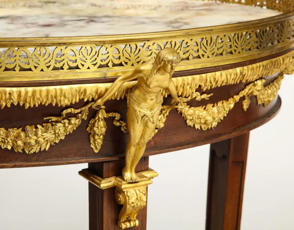 Extremely Fine Russian Empire Ormolu Mounted Mahogany Center Table - Image 8