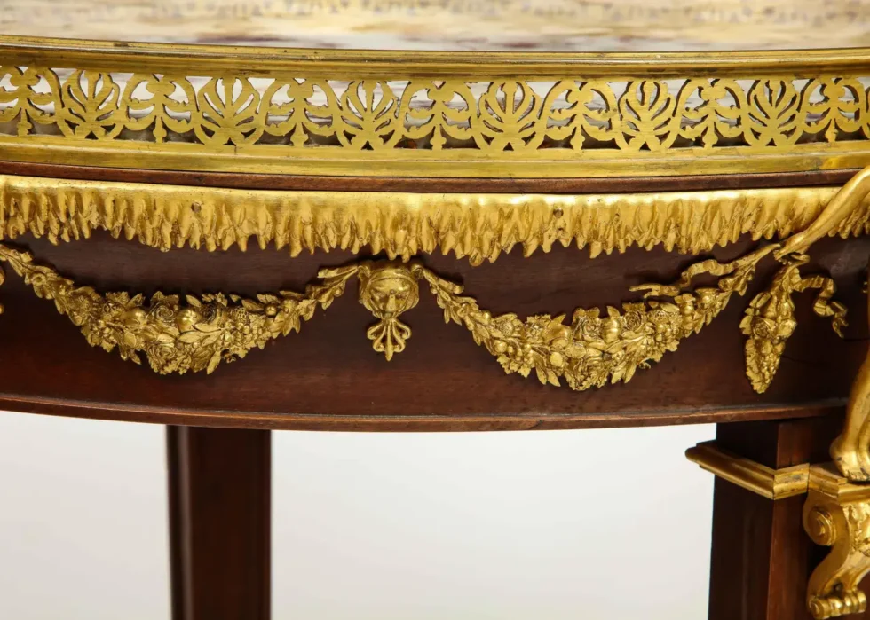 Extremely Fine Russian Empire Ormolu Mounted Mahogany Center Table - Image 10