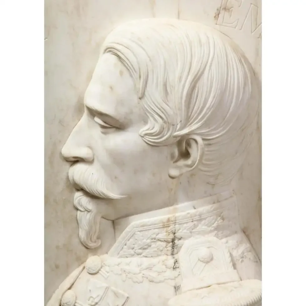Museum Quality French White Marble Roundel Relief of Emperor Napoleon III, 1860 - Image 5