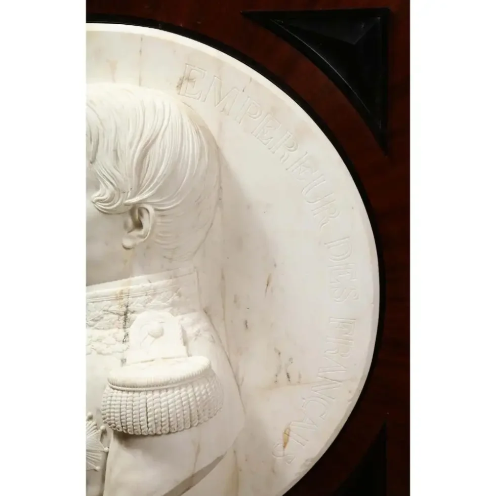 Museum Quality French White Marble Roundel Relief of Emperor Napoleon III, 1860 - Image 8