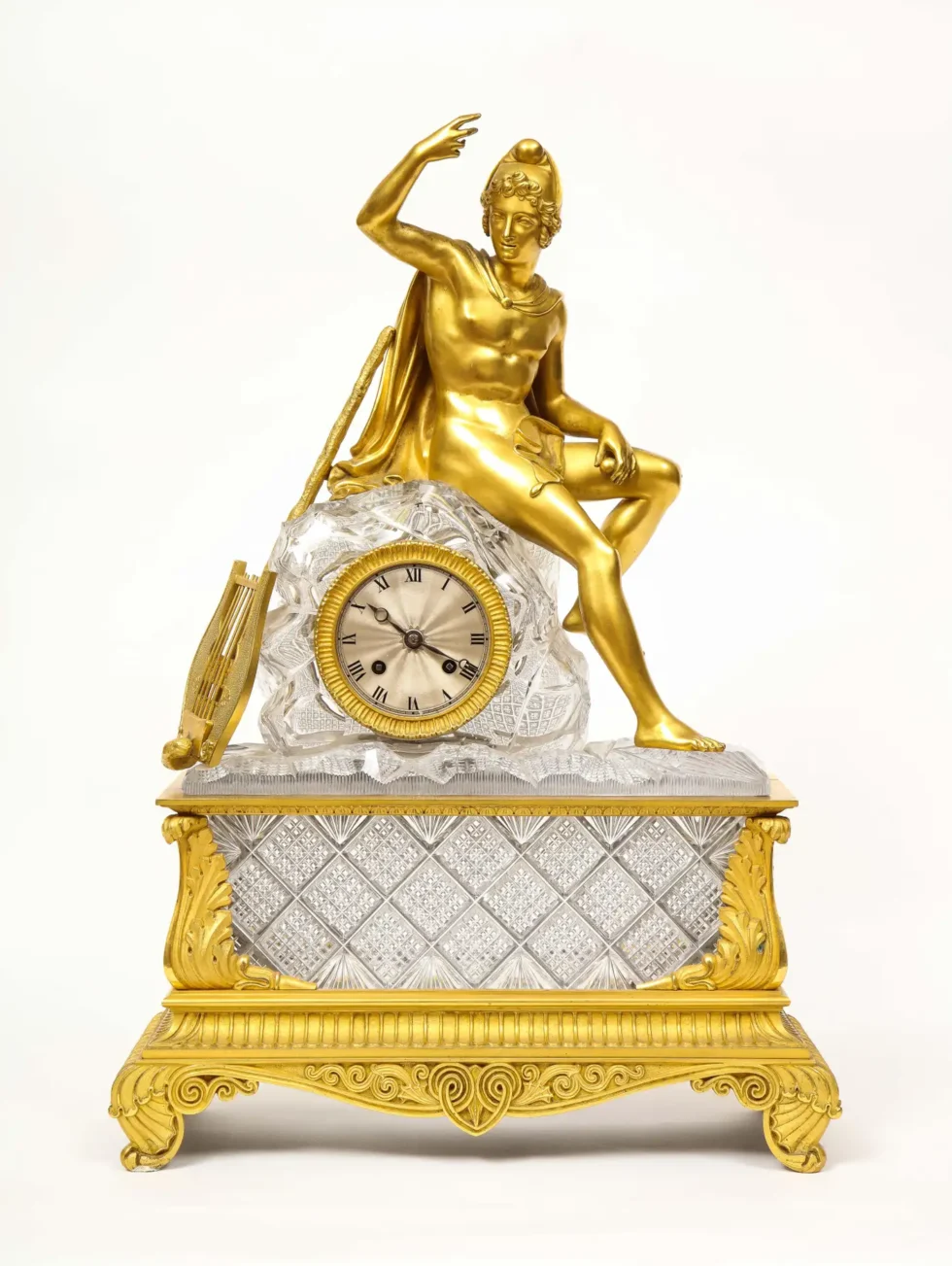 An Exquisite French Empire Ormolu and Cut-Crystal Clock, c. 1815 - Image 2