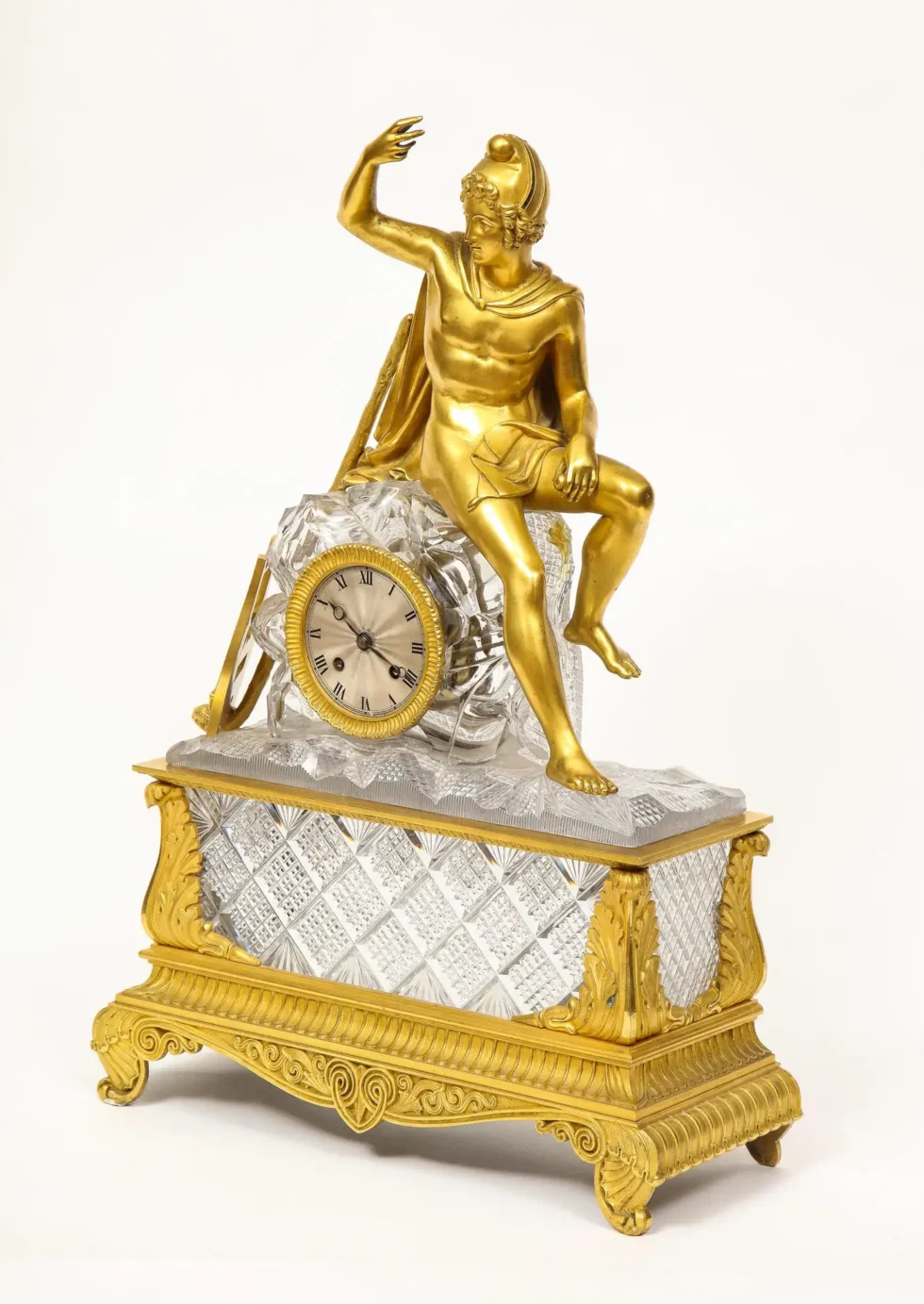 An Exquisite French Empire Ormolu and Cut-Crystal Clock, c. 1815 - Image 3