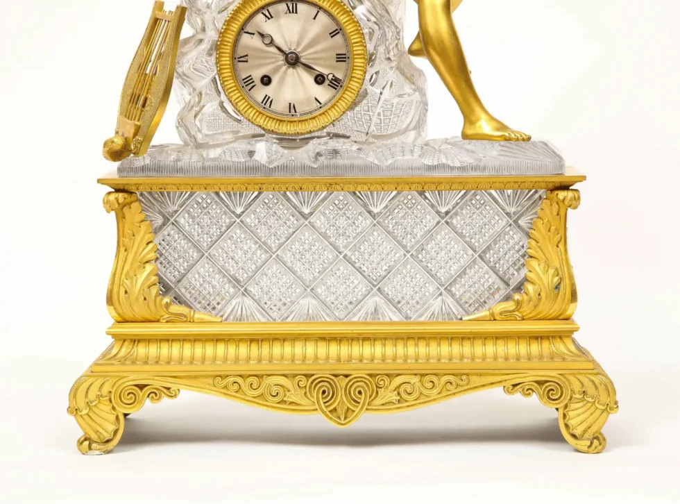 An Exquisite French Empire Ormolu and Cut-Crystal Clock, c. 1815 - Image 4