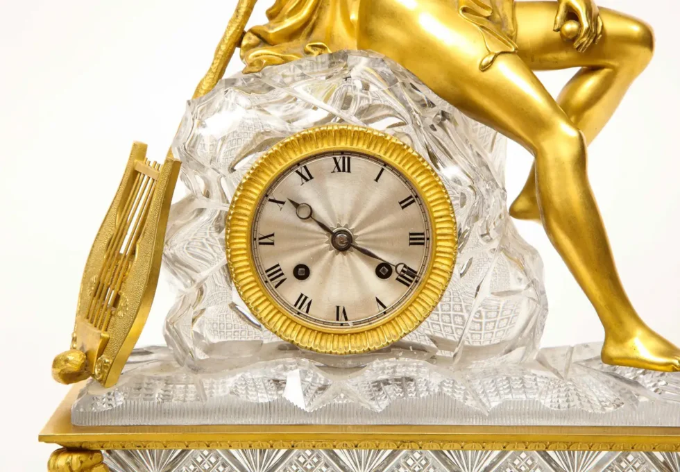 An Exquisite French Empire Ormolu and Cut-Crystal Clock, c. 1815 - Image 7