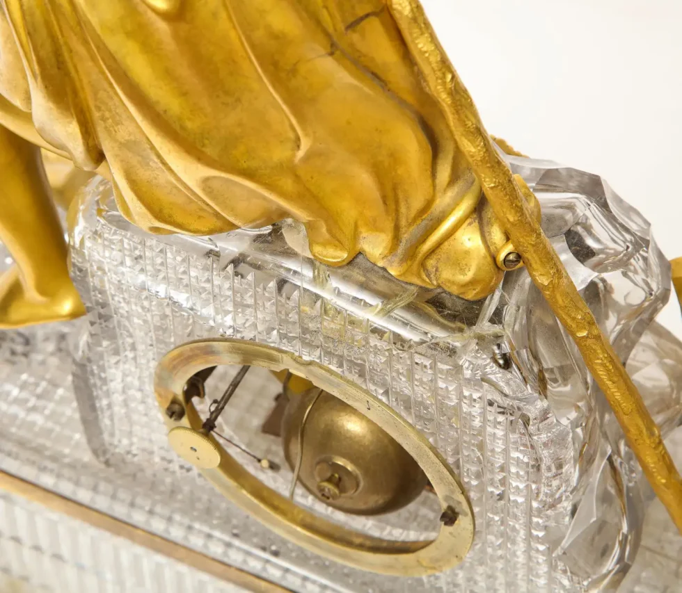 An Exquisite French Empire Ormolu and Cut-Crystal Clock, c. 1815 - Image 12
