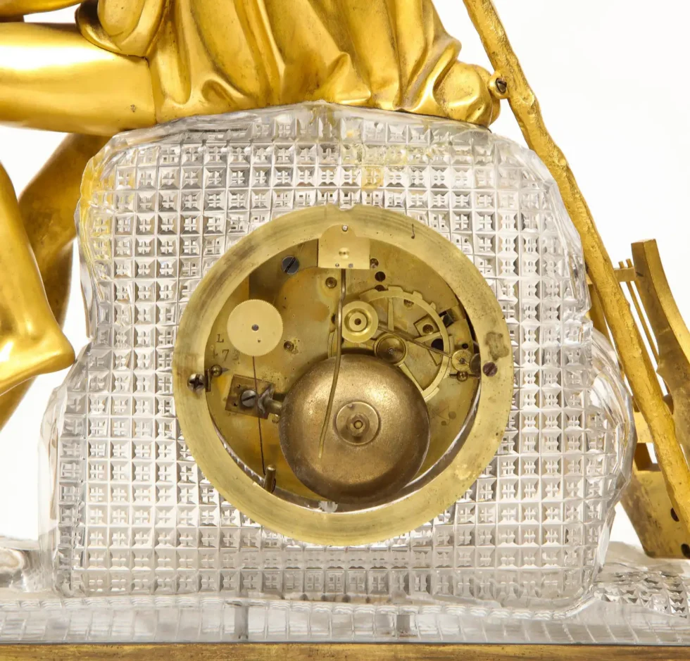 An Exquisite French Empire Ormolu and Cut-Crystal Clock, c. 1815 - Image 14
