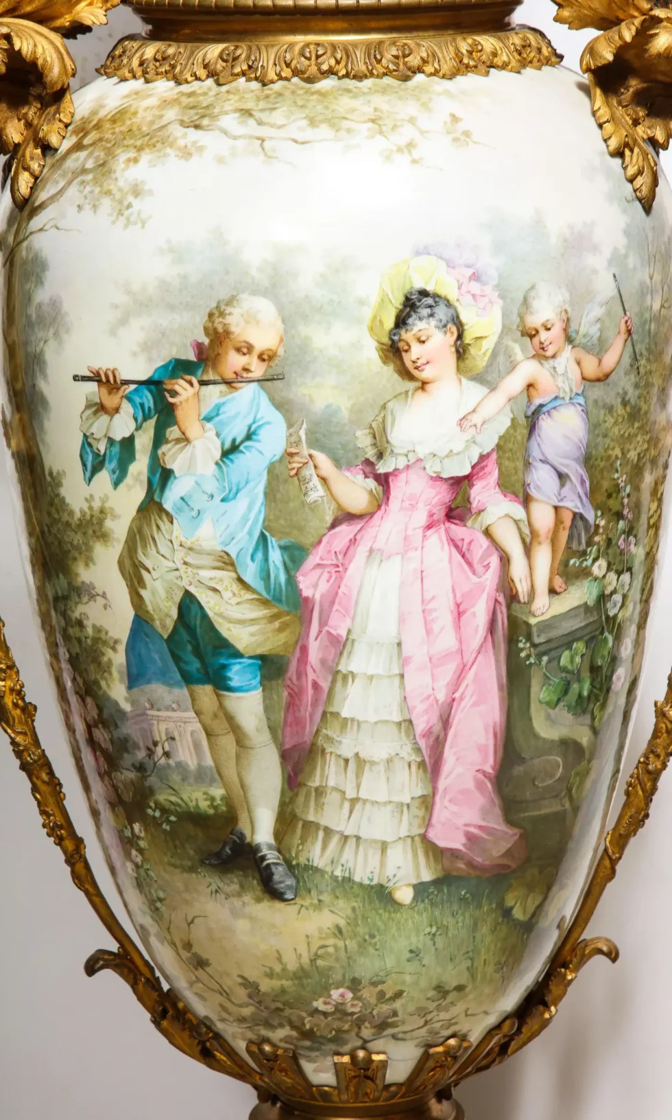 A Palatial French Ormolu-Mounted Sevres Porcelain Hand-Painted Vase and Cover - Image 5