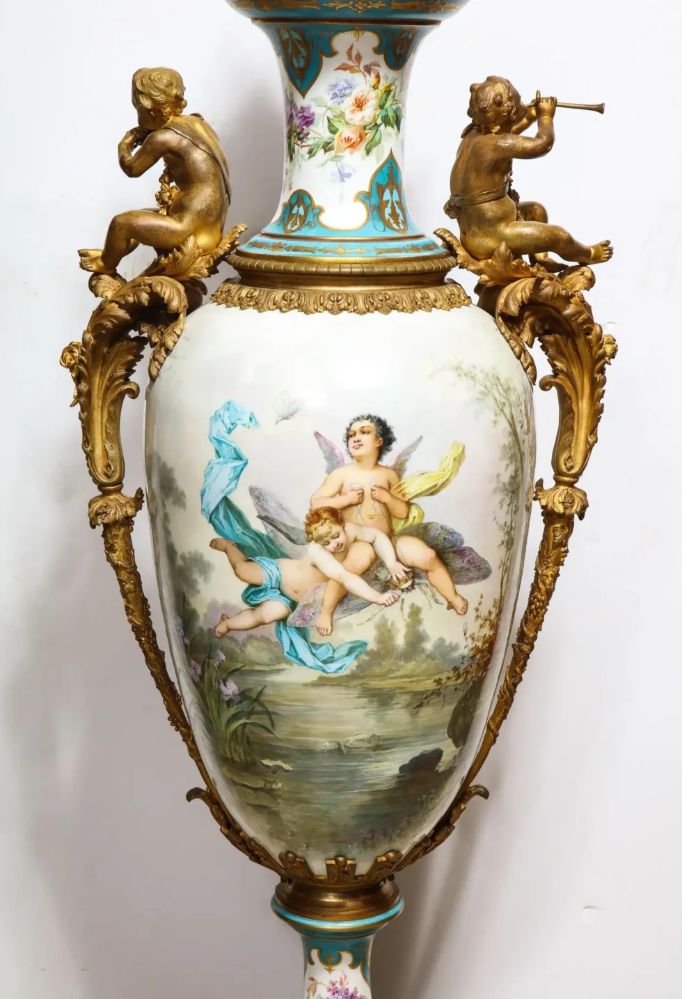 A Palatial French Ormolu-Mounted Sevres Porcelain Hand-Painted Vase and Cover - Image 14