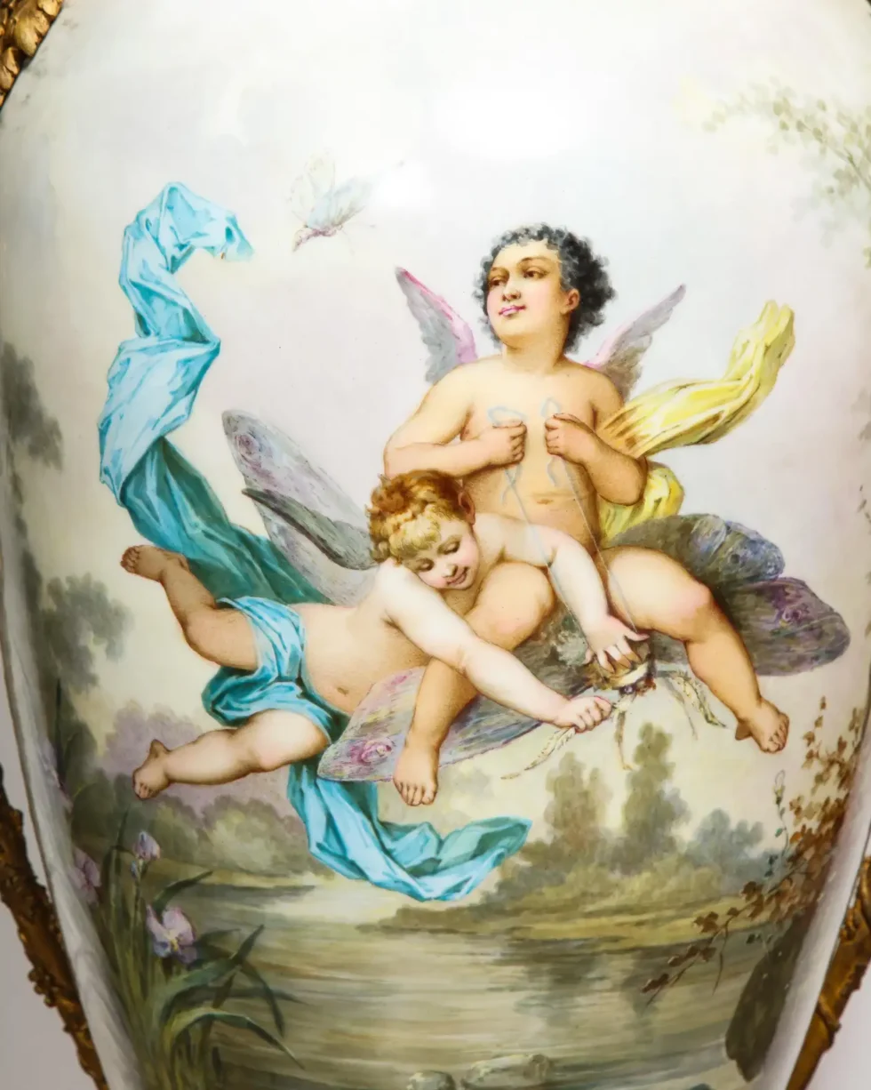 A Palatial French Ormolu-Mounted Sevres Porcelain Hand-Painted Vase and Cover - Image 15