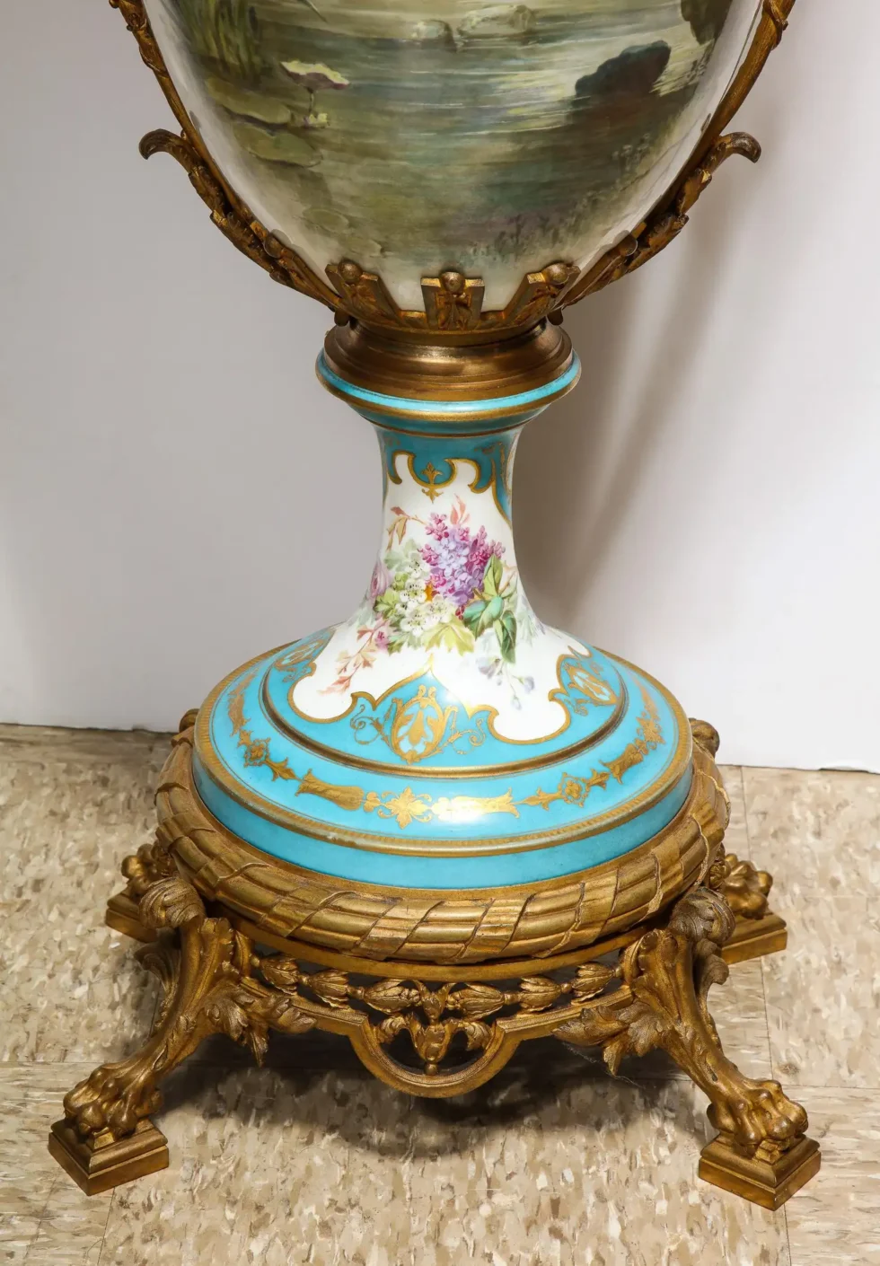 A Palatial French Ormolu-Mounted Sevres Porcelain Hand-Painted Vase and Cover - Image 16