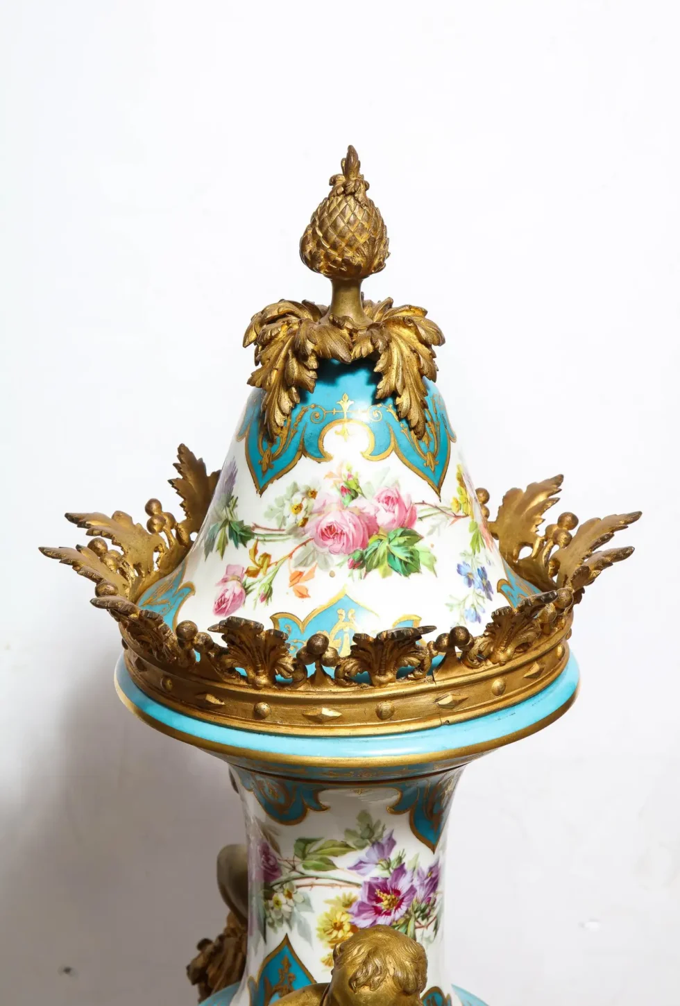 A Palatial French Ormolu-Mounted Sevres Porcelain Hand-Painted Vase and Cover - Image 18