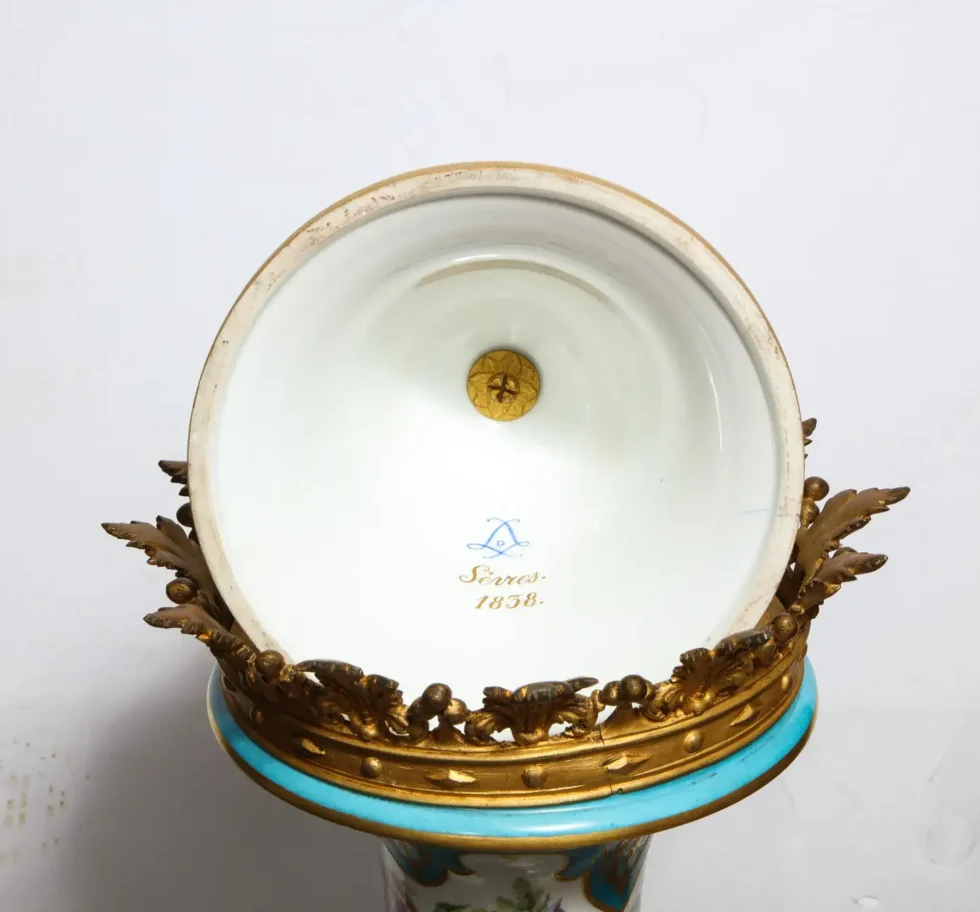 A Palatial French Ormolu-Mounted Sevres Porcelain Hand-Painted Vase and Cover - Image 19