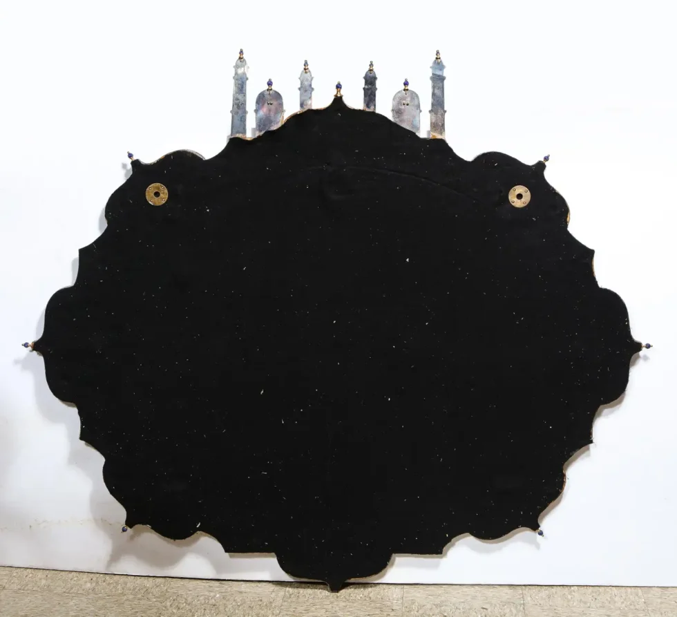 Rare and Magnificent Indian Silver, Gold & Jeweled Palace Mirror - Image 16