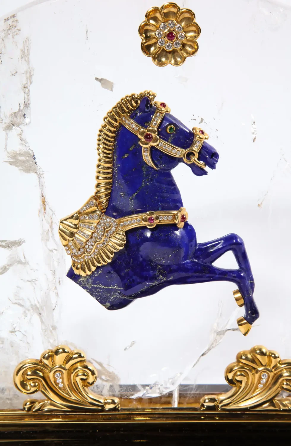 Mellerio Paris, A French Gold, Diamond, Silver-Gilt, Rock-Crystal, & Lapis Horse - Image 5