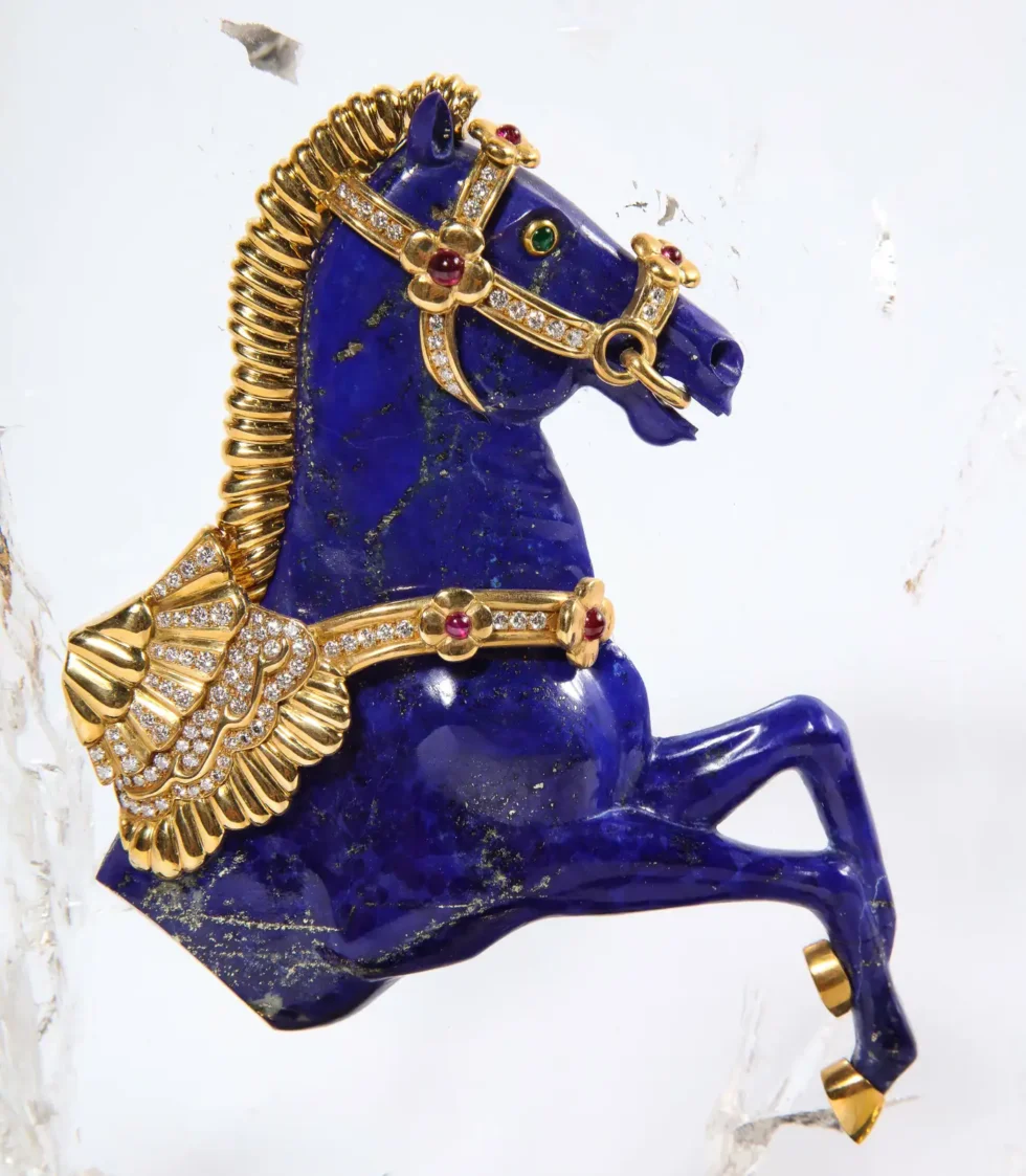 Mellerio Paris, A French Gold, Diamond, Silver-Gilt, Rock-Crystal, & Lapis Horse - Image 7