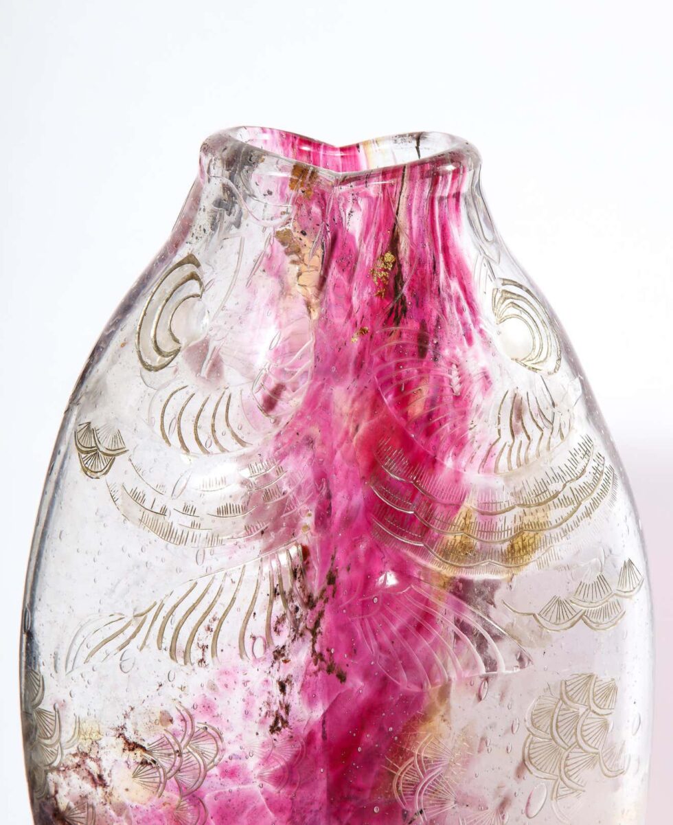 Emile Galle, A Rare & Important Ormolu-Mounted Double Carp Fish Pink-Glass Vase - Image 4