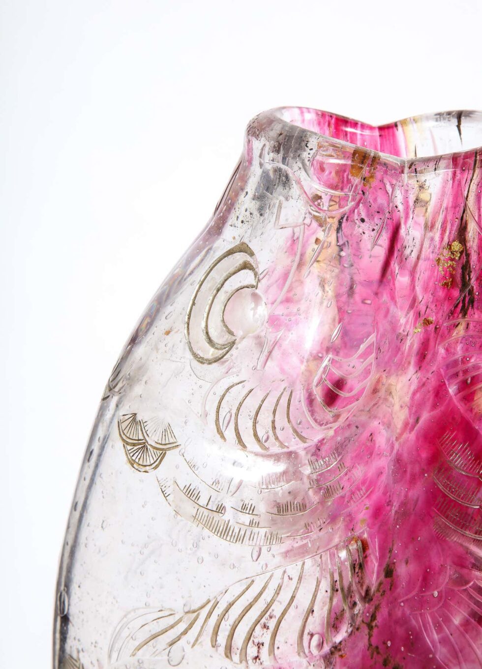 Emile Galle, A Rare & Important Ormolu-Mounted Double Carp Fish Pink-Glass Vase - Image 6