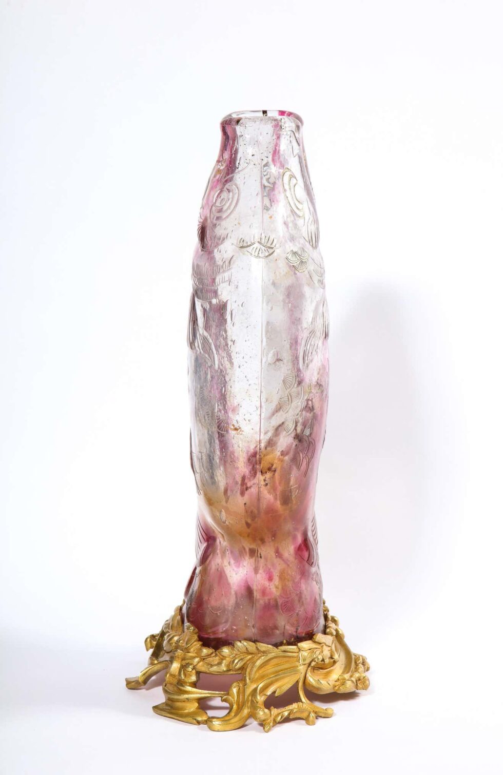 Emile Galle, A Rare & Important Ormolu-Mounted Double Carp Fish Pink-Glass Vase - Image 8