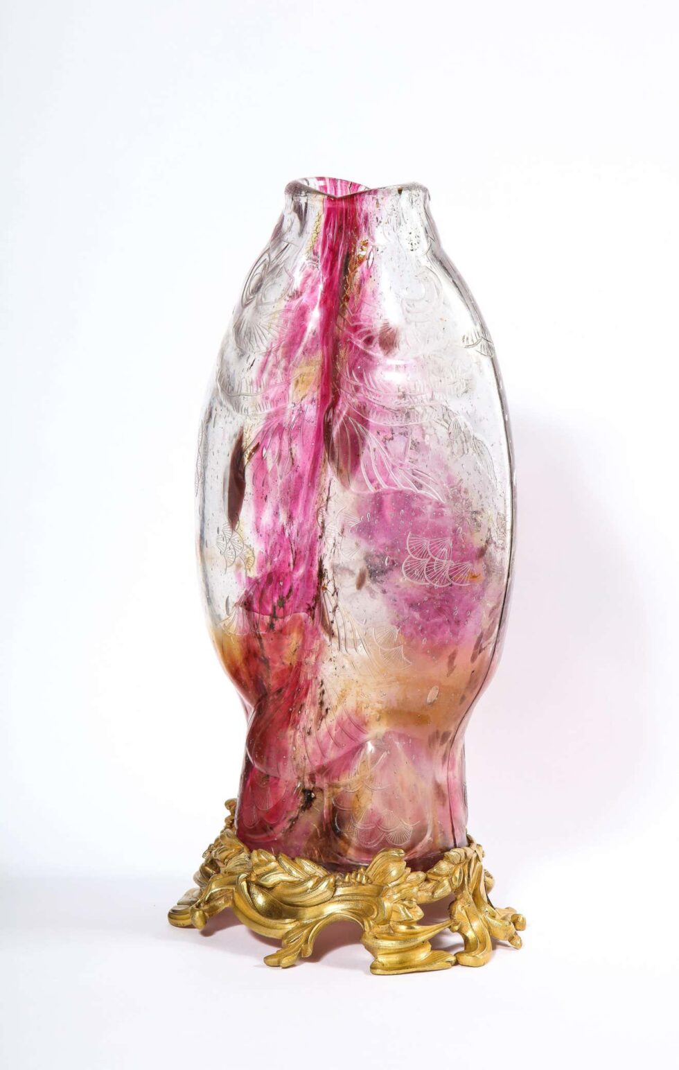 Emile Galle, A Rare & Important Ormolu-Mounted Double Carp Fish Pink-Glass Vase - Image 9