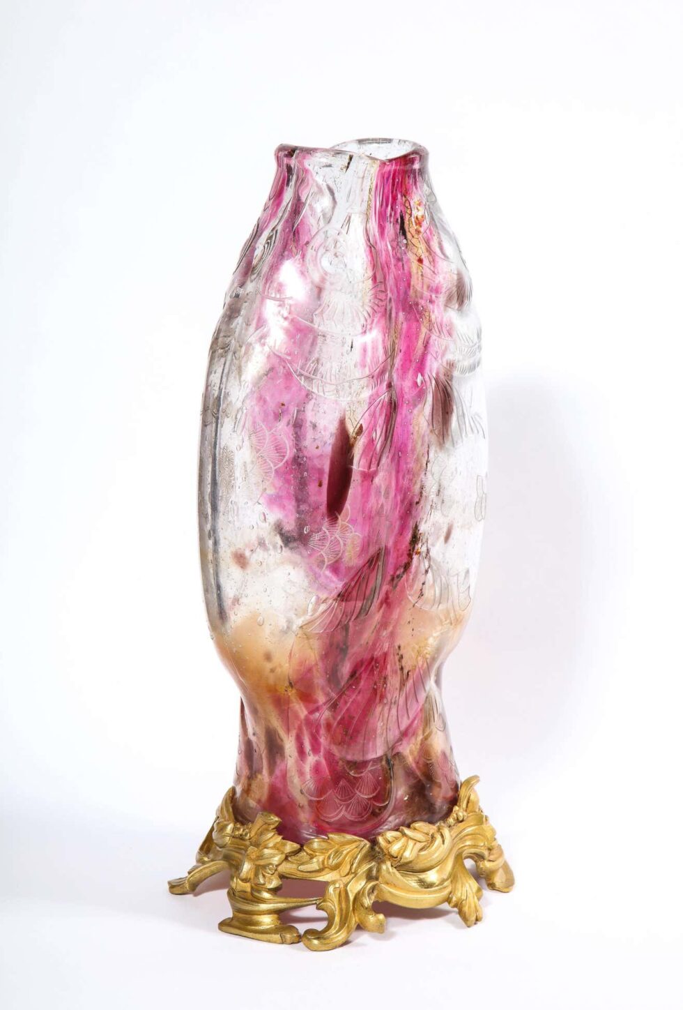 Emile Galle, A Rare & Important Ormolu-Mounted Double Carp Fish Pink-Glass Vase - Image 12