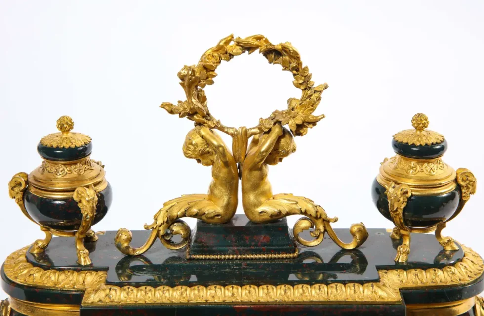An Exquisite and Rare French Louis XVI Style Ormolu-Mounted Bloodstone Inkwell - Image 14