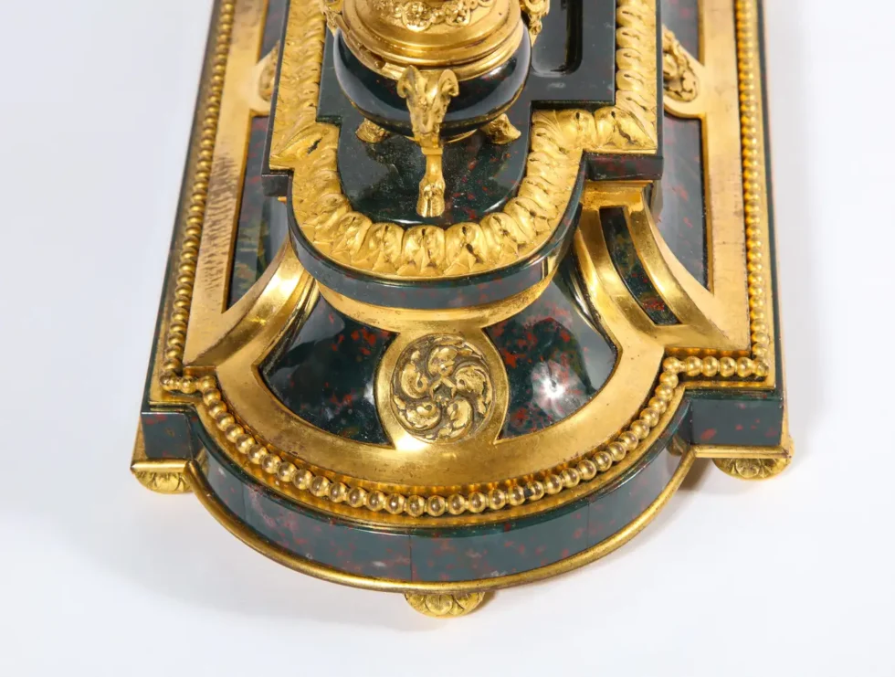 An Exquisite and Rare French Louis XVI Style Ormolu-Mounted Bloodstone Inkwell - Image 11