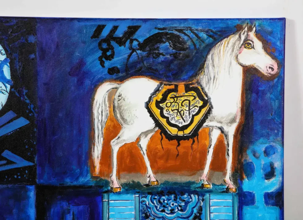 “Four Blue Squares” Oil on Canvas Painting - Image 2