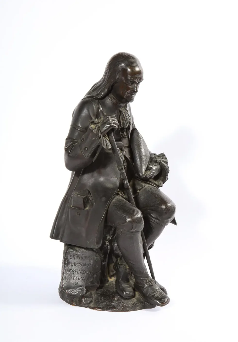 Rare Patinated Bronze Sculpture of Benjamin Franklin, by A. Carrier-Belleuse - Image 2