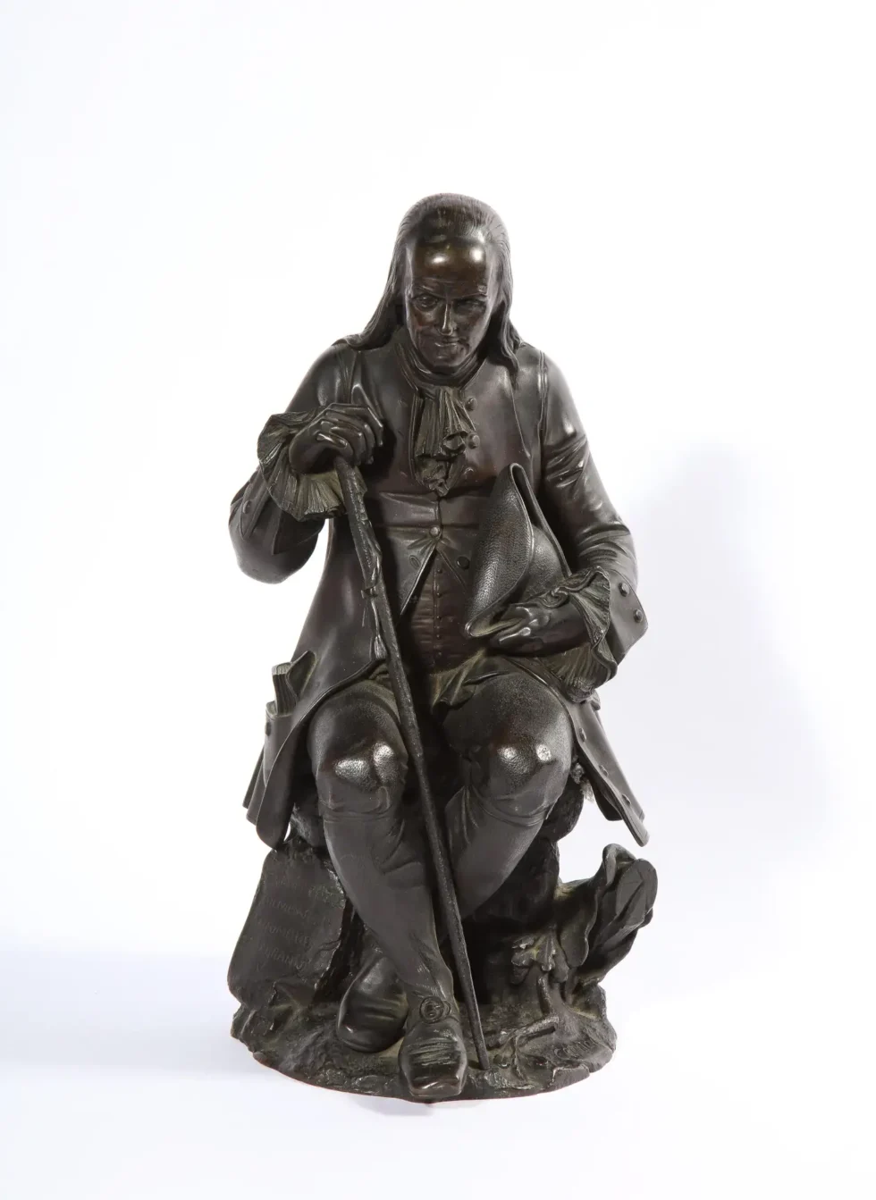 Rare Patinated Bronze Sculpture of Benjamin Franklin, by A. Carrier-Belleuse - Image 4