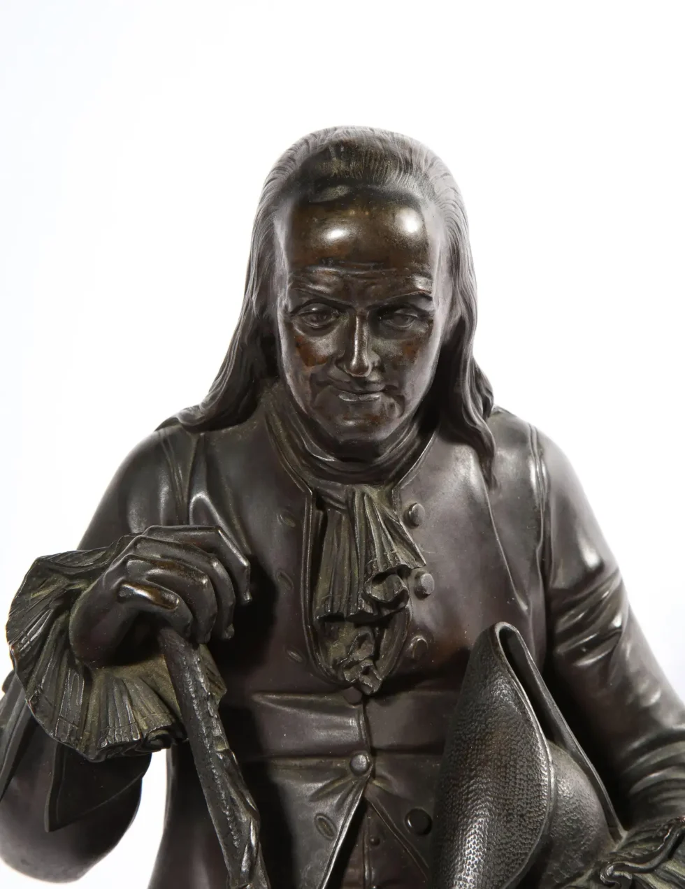 Rare Patinated Bronze Sculpture of Benjamin Franklin, by A. Carrier-Belleuse - Image 5