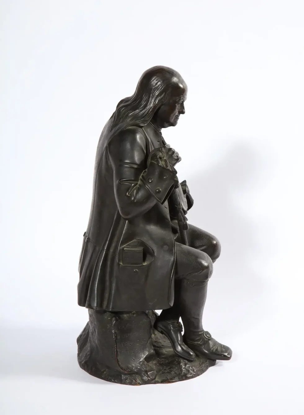 Rare Patinated Bronze Sculpture of Benjamin Franklin, by A. Carrier-Belleuse - Image 8