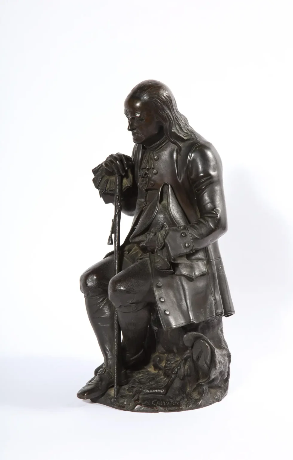 Rare Patinated Bronze Sculpture of Benjamin Franklin, by A. Carrier-Belleuse - Image 14