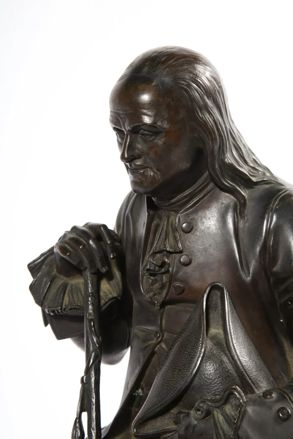 Rare Patinated Bronze Sculpture of Benjamin Franklin, by A. Carrier-Belleuse - Image 15