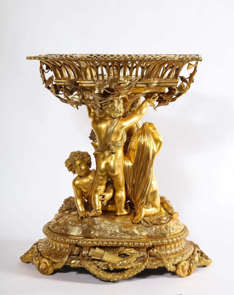 Exquisite Napoleon III French Ormolu Figural Basket Centerpiece, Circa 1880 - Image 2