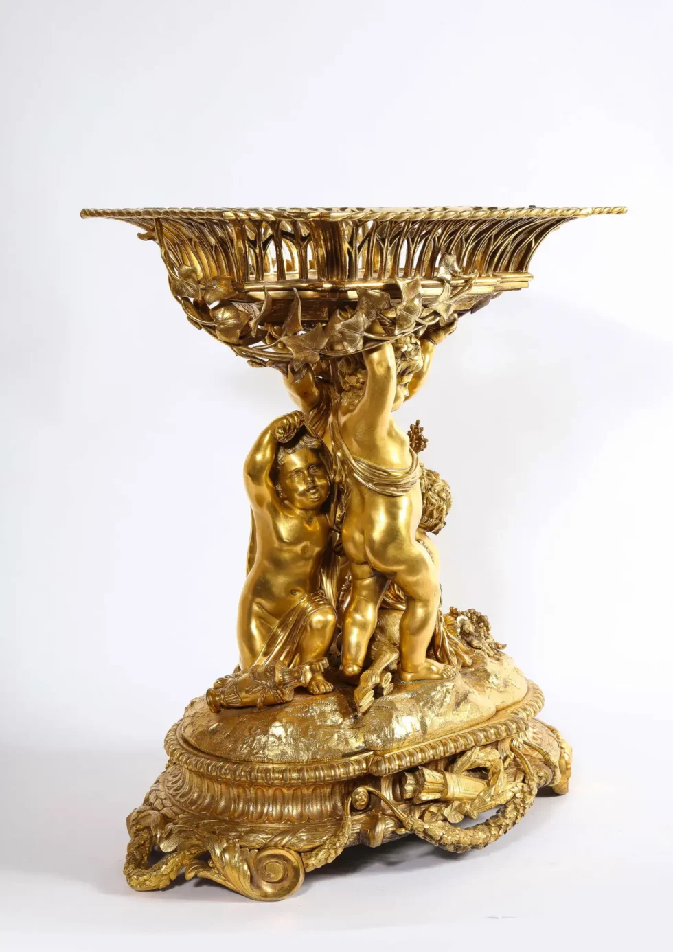 Exquisite Napoleon III French Ormolu Figural Basket Centerpiece, Circa 1880 - Image 7
