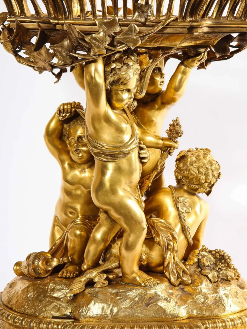 Exquisite Napoleon III French Ormolu Figural Basket Centerpiece, Circa 1880 - Image 9