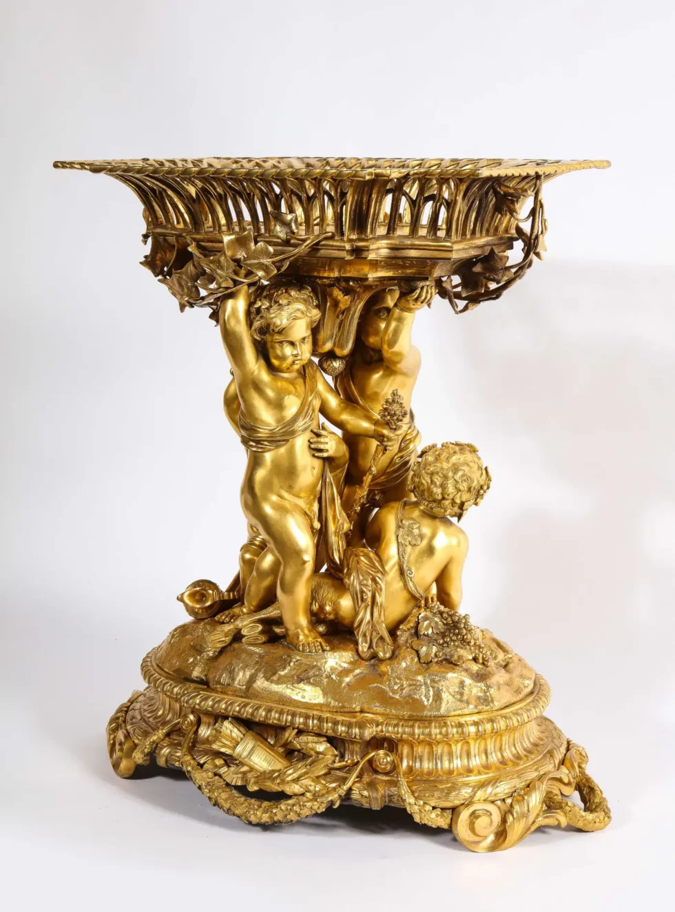 Exquisite Napoleon III French Ormolu Figural Basket Centerpiece, Circa 1880 - Image 12