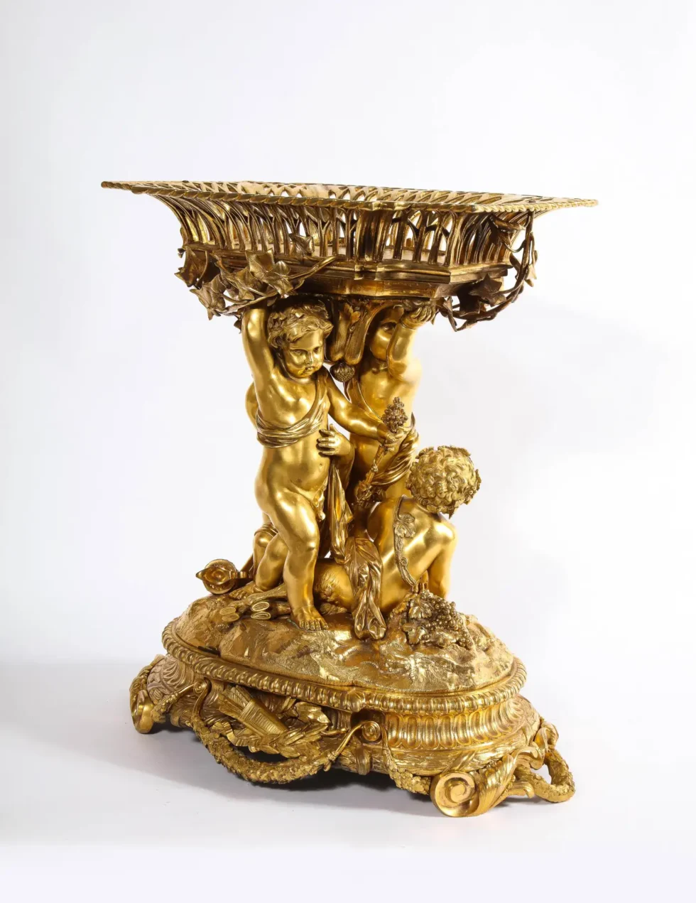 Exquisite Napoleon III French Ormolu Figural Basket Centerpiece, Circa 1880 - Image 15