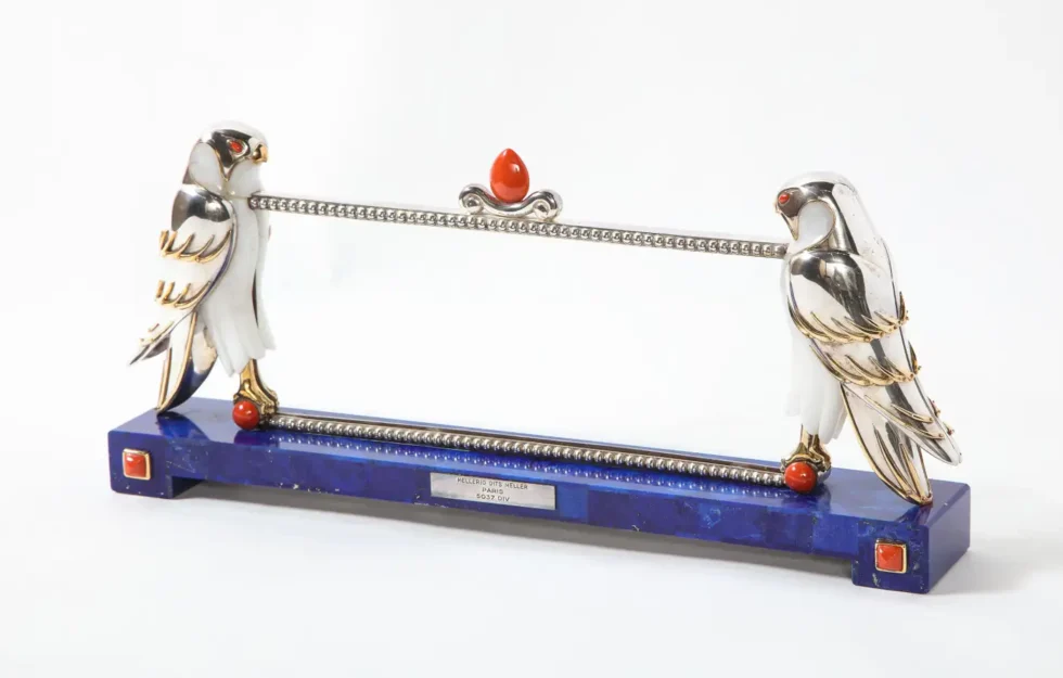 Mellerio Paris, a Silver, Gold, Lapis Lazuli, Coral, and Hardstone Picture Frame - Image 4